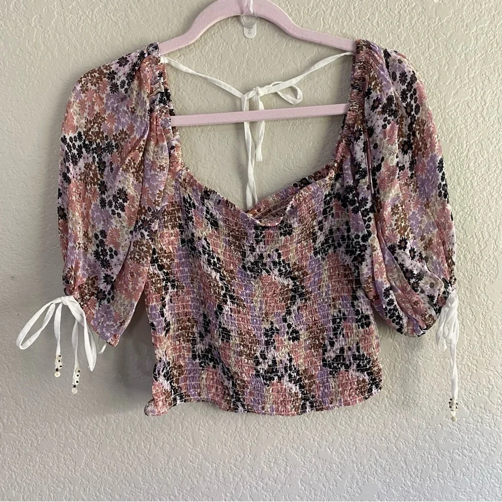 Free People | Back on Top Smocked Crop Top NWT